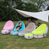 NNEDSZ Blue Graffiti Portable Inflatable Sofa Chair with Ottoman - Waterproof Flocked Lazy Sofa for Camping and Home Use
