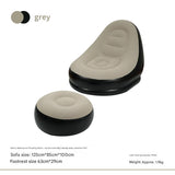 NNEDSZ Grey And Black Patchwork Portable Inflatable Sofa Chair with Ottoman - Waterproof Flocked Lazy Sofa for Camping and Home Use