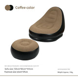 NNEDSZ Coffee And Black Patchwork Portable Inflatable Sofa Chair with Ottoman - Waterproof Flocked Lazy Sofa for Camping and Home Use
