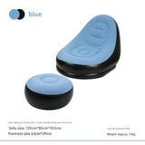 NNEDSZ Blue And Black Patchwork Portable Inflatable Sofa Chair with Ottoman - Waterproof Flocked Lazy Sofa for Camping and Home Use