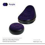 NNEDSZ Purple And Black Patchwork Portable Inflatable Sofa Chair with Ottoman - Waterproof Flocked Lazy Sofa for Camping and Home Use