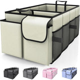 NNEDSZ Off White Large-Capacity Foldable Car Trunk Storage Organizer - Collapsible Backseat Storage Box