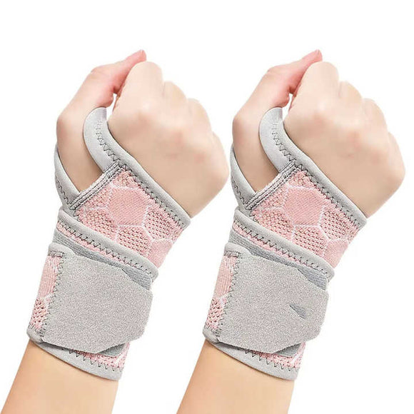 NNEDSZ 2 Pairs Pink Breathable Sports Wrist Support Wrap - Fitness Gym Wristband for Badminton & Injury Prevention