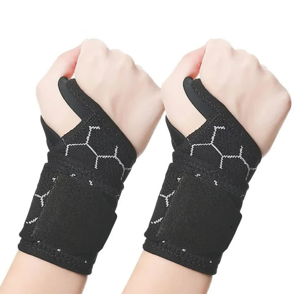 NNEDSZ 2 Pairs Black Breathable Sports Wrist Support Wrap - Fitness Gym Wristband for Badminton & Injury Prevention