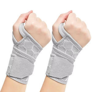 NNEDSZ 2 Pairs Grey Breathable Sports Wrist Support Wrap - Fitness Gym Wristband for Badminton & Injury Prevention