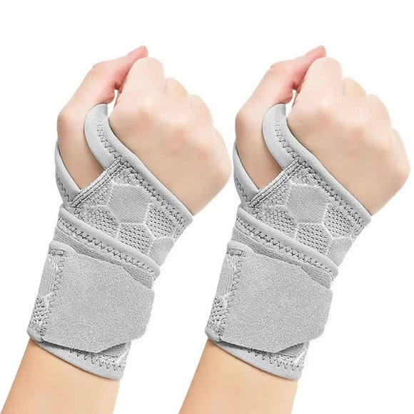 NNEDSZ 2 Pairs Grey Breathable Sports Wrist Support Wrap - Fitness Gym Wristband for Badminton & Injury Prevention