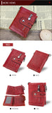 NNEDSZ Red Genuine Leather Tri-Fold Wallet - Fashionable Multi-Card Men's and Women's Wallet