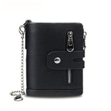 NNEDSZ Black Genuine Leather Tri-Fold Wallet - Fashionable Multi-Card Men's and Women's Wallet