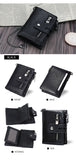 NNEDSZ Black Genuine Leather Tri-Fold Wallet - Fashionable Multi-Card Men's and Women's Wallet