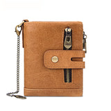 NNEDSZ Brown Genuine Leather Tri-Fold Wallet - Fashionable Multi-Card Men's and Women's Wallet