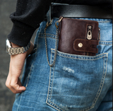 NNEDSZ Coffee Genuine Leather Tri-Fold Wallet - Fashionable Multi-Card Men's and Women's Wallet