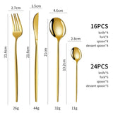 NNEDSZ Pink And Gold Patchwork Colours 410 Stainless Steel 16-Piece Flatware Set - Elegant Dinnerware with Knife, Fork, Spoon for 4 People