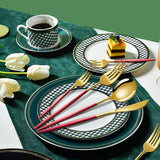 NNEDSZ Blue And Gold Patchwork Colours 410 Stainless Steel 16-Piece Flatware Set - Elegant Dinnerware with Knife, Fork, Spoon for 4 People