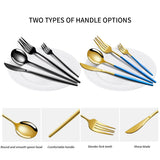 NNEDSZ Black And Gold Patchwork Colours 410 Stainless Steel 16-Piece Flatware Set - Elegant Dinnerware with Knife, Fork, Spoon for 4 People