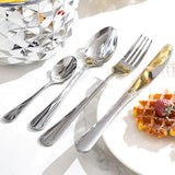 NNEDSZ Gold Creative Pineapple-Shaped 410 Stainless Steel 24-Piece Cutlery Set – Elegant 6-Person Dining Gift Set