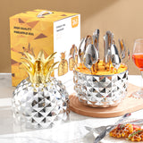 NNEDSZ Silver Creative Pineapple-Shaped 410 Stainless Steel 24-Piece Cutlery Set - Elegant 6-Person Dining Gift Set