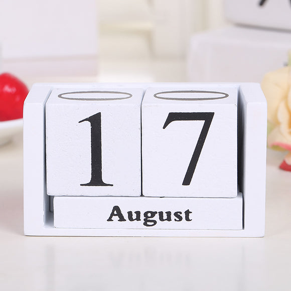 NNEDSZ Wooden Calendar Decoration for Home Office (White) 9.5x4.3x5cm