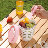 NNEDSZ 2 Pcs Purple Portable Leakproof Fruit and Salad Storage Box with Draining Function, Sealed Fresh-Keeping Bento Lunch Box with Fork, AS+PP+Silicone Material