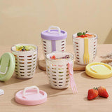 NNEDSZ 2 Pcs Purple Portable Leakproof Fruit and Salad Storage Box with Draining Function, Sealed Fresh-Keeping Bento Lunch Box with Fork, AS+PP+Silicone Material