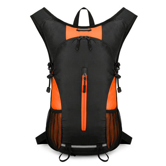 NNEDSZ Black and Orange Patchwork Style Lightweight Outdoor Cycling Backpack - Durable and Water-Resistant Oxford Fabric, Large Capacity Sports Hiking Bag, Unisex Design