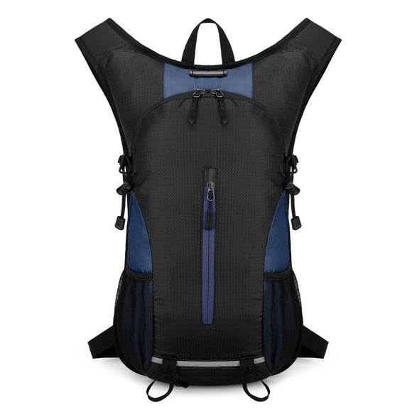 NNEDSZ Black and Dark Blue Patchwork Style Lightweight Outdoor Cycling Backpack - Durable and Water-Resistant Oxford Fabric, Large Capacity Sports Hiking Bag, Unisex Design
