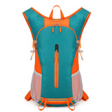 NNEDSZ Lake Blue and Orange Patchwork Style Lightweight Outdoor Cycling Backpack - Durable and Water-Resistant Oxford Fabric, Large Capacity Sports Hiking Bag, Unisex Design
