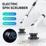 NNEDSZ Black and white 9-in-1 Cordless Electric Cleaning Brush with Rechargeable Battery and Extendable Handle, Multi-Function Scrubber for Kitchen, Bathroom, and Home Cleaning