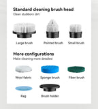 NNEDSZ Black and white 9-in-1 Cordless Electric Cleaning Brush with Rechargeable Battery and Extendable Handle, Multi-Function Scrubber for Kitchen, Bathroom, and Home Cleaning