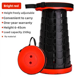 NNEDSZ Black and Red Splicing Color Portable Outdoor Telescopic Folding Stool with 100 Weight-Bearing Buckles, Lightweight and Compact Design, Perfect for Fishing, Camping, and Travel