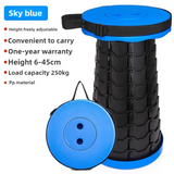 NNEDSZ Black and Blue Splicing Color Portable Outdoor Telescopic Folding Stool with 100 Weight-Bearing Buckles, Lightweight and Compact Design, Perfect for Fishing, Camping, and Travel