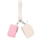 NNEDSZ Pink And Off White Portable Ladies Wrist Bag - Mini Wallet for Cards, Coins, and Keys, Lightweight and Stylish Organizer, Perfect for Daily Use