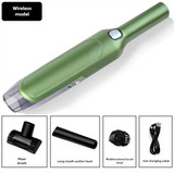 NNEDSZ Green Wireless Handheld Car Vacuum Cleaner - 8000Pa Suction, USB Rechargeable, Wet & Dry Use, Lightweight with Washable Filter, 40-Minute Runtime, Multi-Functional Brush Attachments