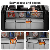 NNEDSZ Grey Car Trunk Storage Bag - Large Capacity Oxford Cloth Multi-Purpose Hanging Organizer with Mesh Pockets and Backseat Storage