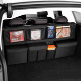 NNEDSZ Black Car Trunk Storage Bag - Large Capacity Oxford Cloth Multi-Purpose Hanging Organizer with Mesh Pockets and Backseat Storage