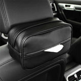 NNEDSZ Black Multifunctional PU Leather Car Tissue Box Holder – Compact, Stylish, and Easy to Install with Headrest and Sun Visor Mounting Options