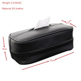 NNEDSZ Black Multifunctional PU Leather Car Tissue Box Holder – Compact, Stylish, and Easy to Install with Headrest and Sun Visor Mounting Options