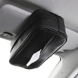 NNEDSZ Black Multifunctional PU Leather Car Tissue Box Holder – Compact, Stylish, and Easy to Install with Headrest and Sun Visor Mounting Options