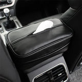 NNEDSZ Black Multifunctional PU Leather Car Tissue Box Holder – Compact, Stylish, and Easy to Install with Headrest and Sun Visor Mounting Options