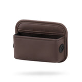 NNEDSZ Coffee PU Leather Car Storage Organizer with Dual Charging Holes and Inner Mesh Pocket, Multi-functional Door Handle Hanging Bag for Phones and Accessories, Lightweight and Durable
