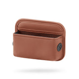 NNEDSZ Brown PU Leather Car Storage Organizer with Dual Charging Holes and Inner Mesh Pocket, Multi-functional Door Handle Hanging Bag for Phones and Accessories, Lightweight and Durable