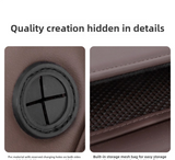 NNEDSZ Off White PU Leather Car Storage Organizer with Dual Charging Holes and Inner Mesh Pocket, Multi-functional Door Handle Hanging Bag for Phones and Accessories, Lightweight and Durable