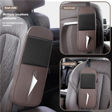 NNEDSZ Coffee Multifunctional Car Seat Side Organizer with PU Leather Tissue Holder and Mesh Pocket - Compact Storage Bag for Phones and Accessories(Mobile phones and tissues are filming props, not included)