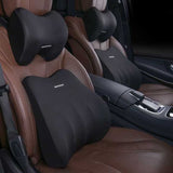 NNEDSZ Black Memory Foam Car Seat Neck and Lumbar Support Set – Ergonomic Cushion for Office, Home, and Driving