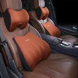 NNEDSZ Coffee Memory Foam Car Seat Neck and Lumbar Support Set - Ergonomic Cushion for Office, Home, and Driving