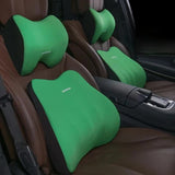 NNEDSZ Green Memory Foam Car Seat Neck and Lumbar Support Set - Ergonomic Cushion for Office, Home, and Driving