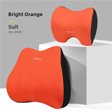 NNEDSZ Orange Memory Foam Car Seat Neck and Lumbar Support Set - Ergonomic Cushion for Office, Home, and Driving