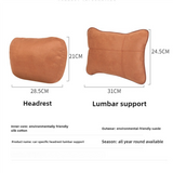 NNEDSZ Black Luxury Eco-Friendly Suede Car Headrest and Lumbar Cushion Set - Ergonomic Support, All-Season Comfort, Adjustable Straps, and Durable Design for Cars, Office, and Home Use