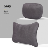 NNEDSZ Grey Luxury Eco-Friendly Suede Car Headrest and Lumbar Cushion Set - Ergonomic Support, All-Season Comfort, Adjustable Straps, and Durable Design for Cars, Office, and Home Use