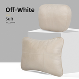 NNEDSZ Off-White Luxury Eco-Friendly Suede Car Headrest and Lumbar Cushion Set - Ergonomic Support, All-Season Comfort, Adjustable Straps, and Durable Design for Cars, Office, and Home Use