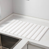 NNEDSZ White Square Engraved Inner Frame Foldable Diatomaceous Earth Drying Mat - Super Absorbent, Fast-Drying, Non-Slip Kitchen Countertop Mat